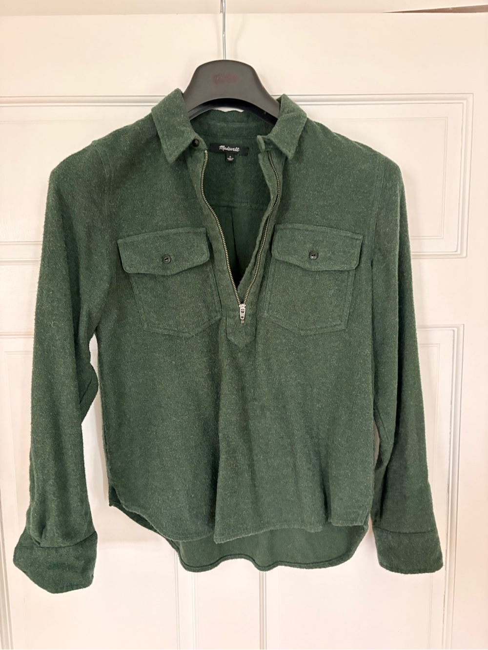 Madewell Forest Green Half-Zip Button-Front Shirt